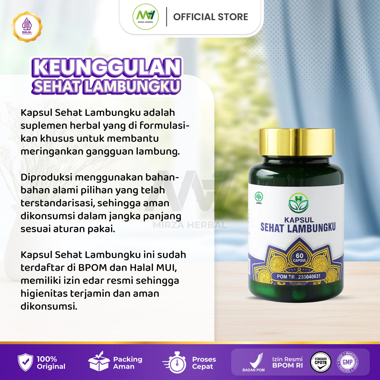 Kapsul Sehat Lambung Asli 100% Original Untuk Lambung Aman Sudah HALAL BPOM Isi 30 Kapsul 2
