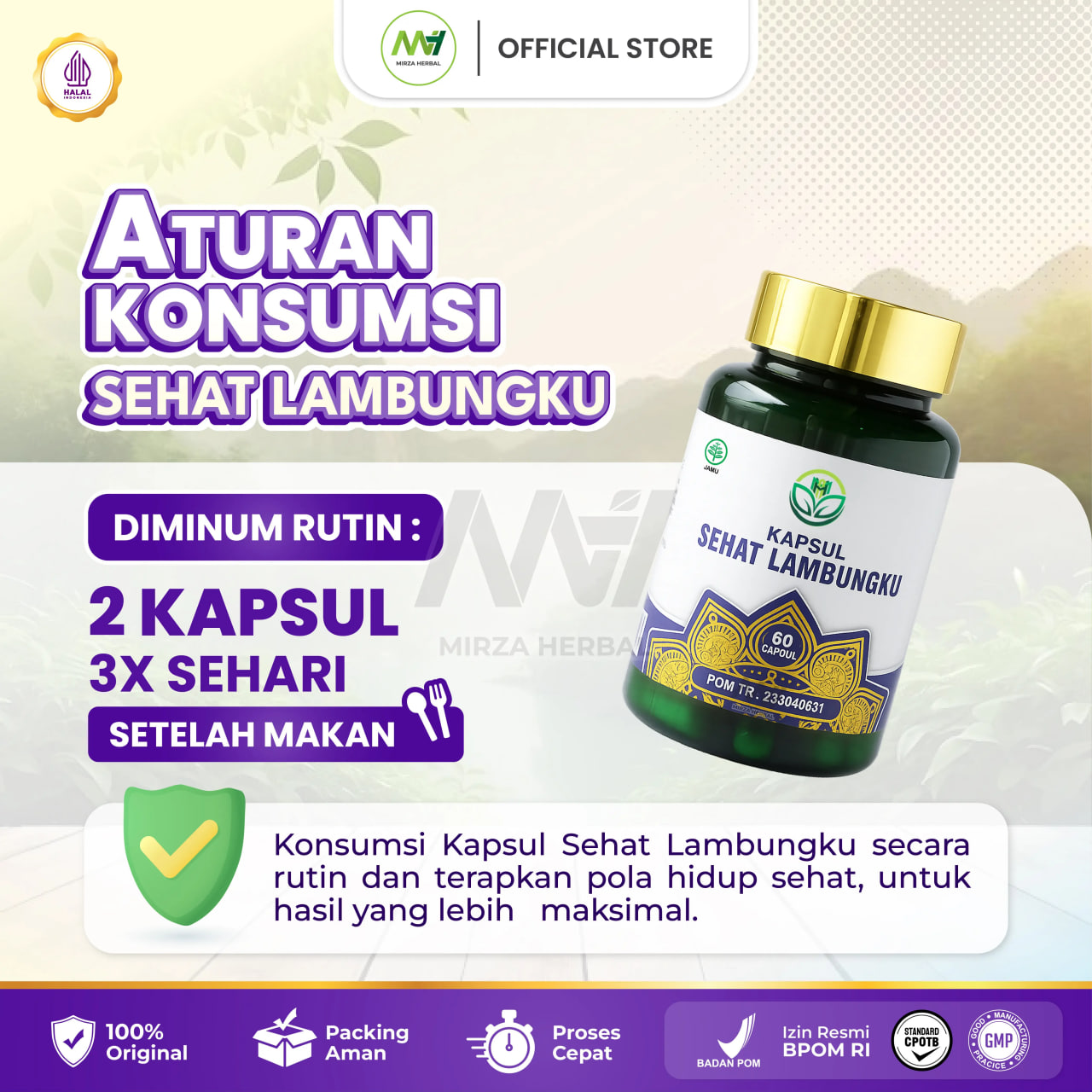Kapsul Sehat Lambung Asli 100% Original Untuk Lambung Aman Sudah HALAL BPOM Isi 30 Kapsul 4